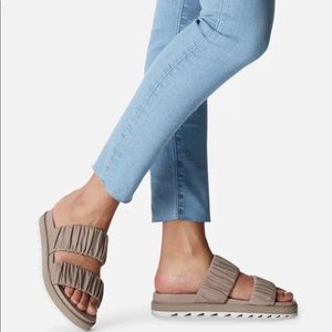 NEW Sorel Roaming Tan Leather Two Strap Slides Sandals